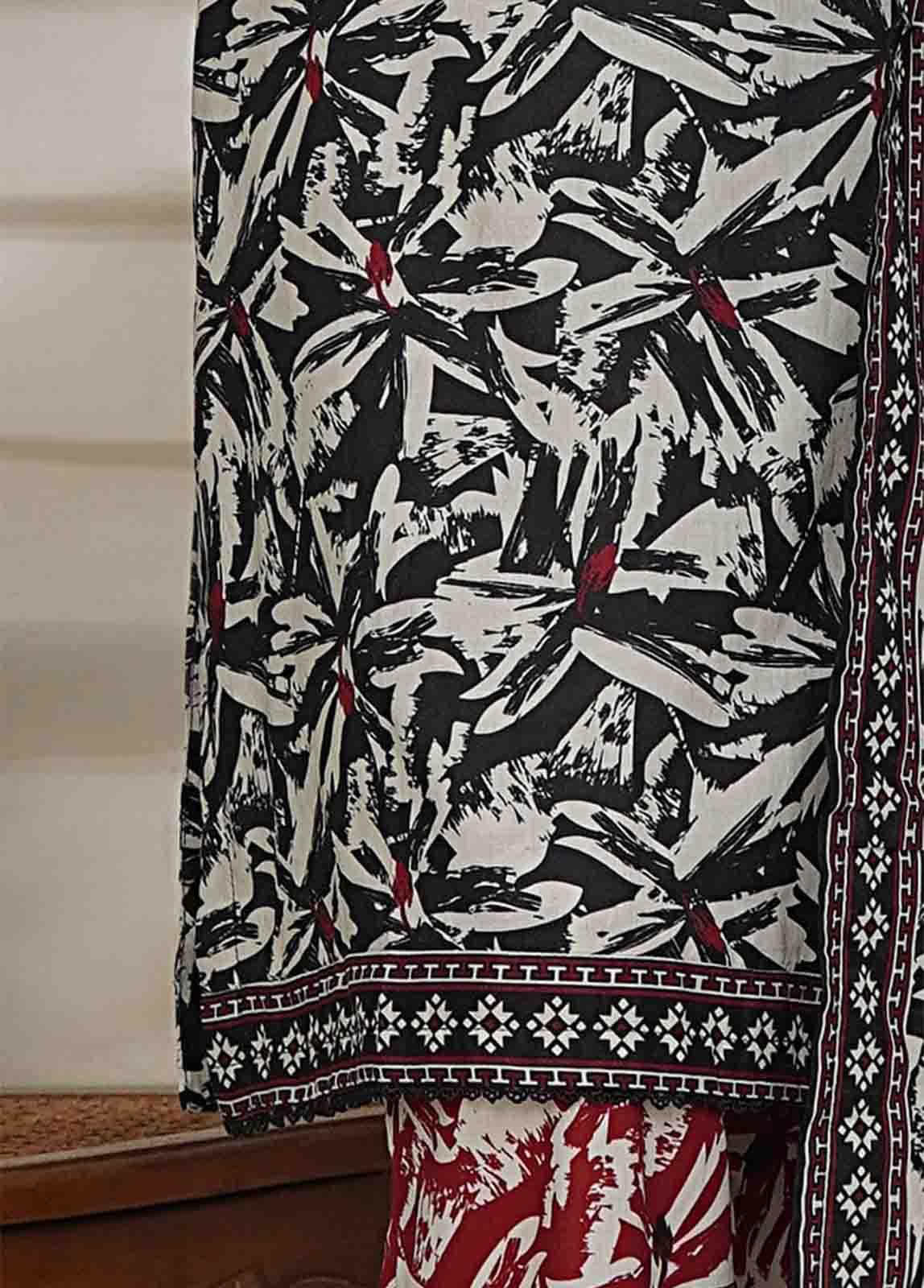 NSM-0197-PR R10-11- 3 Piece Printed Cotton Stitched Suit