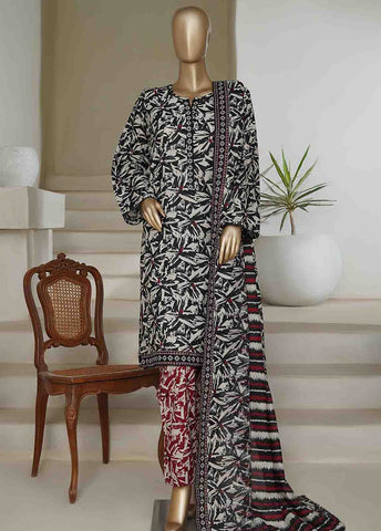 Bin Saeed Fabric - NSM-0197-PR R10-11- 3 Piece Printed Cotton Stitched Suit