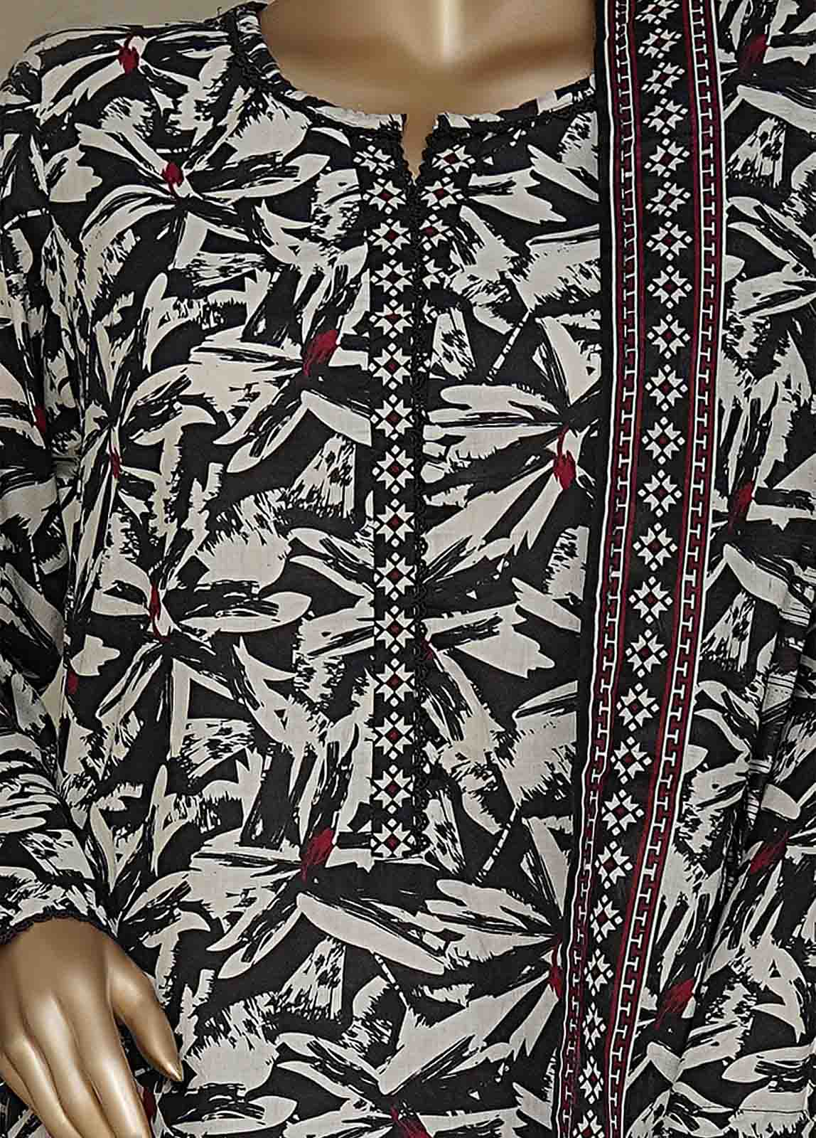 Bin Saeed Fabric - NSM-0197-PR R10-11- 3 Piece Printed Cotton Stitched Suit