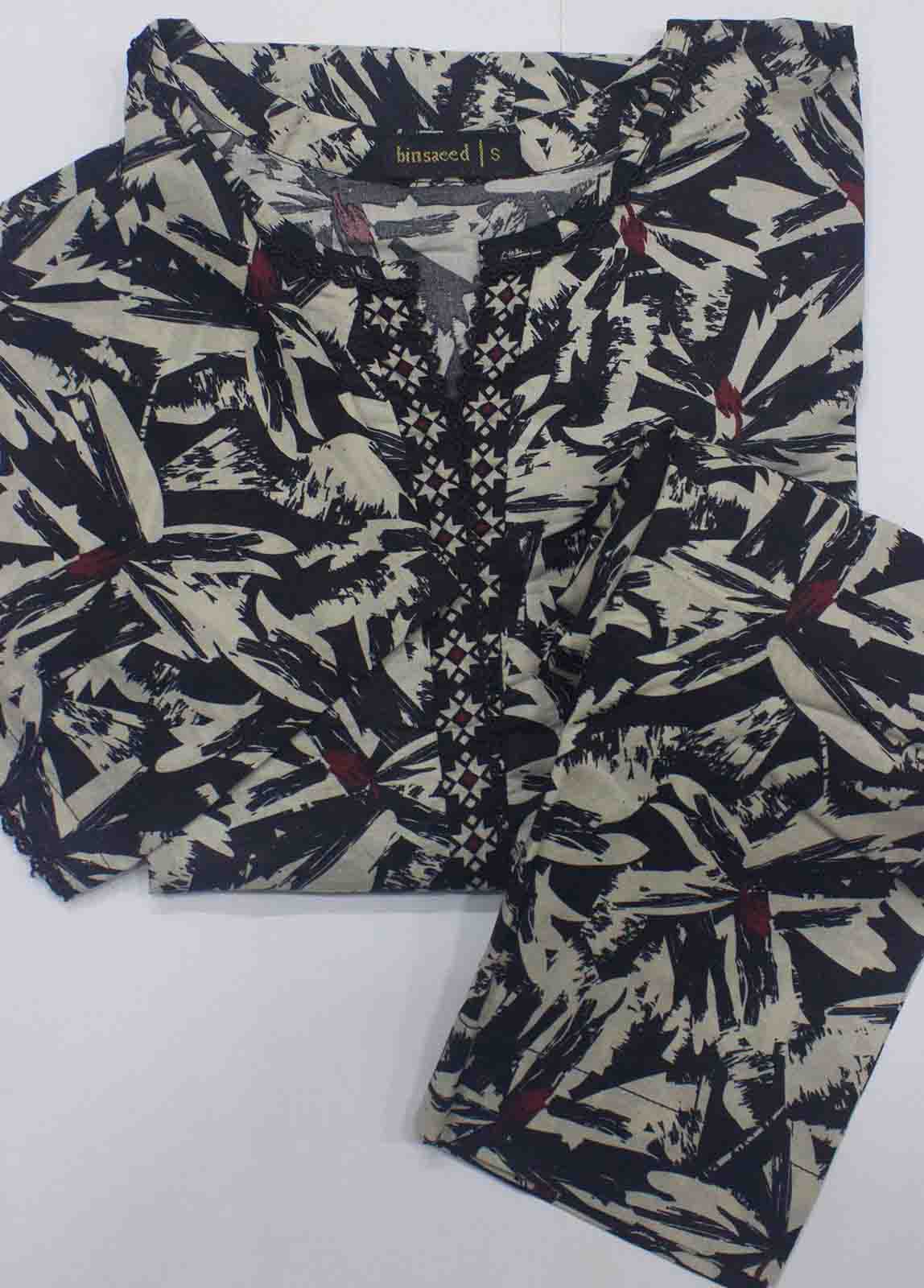 NSM-0197- 2 Piece Printed Cotton Stitched Co Ords