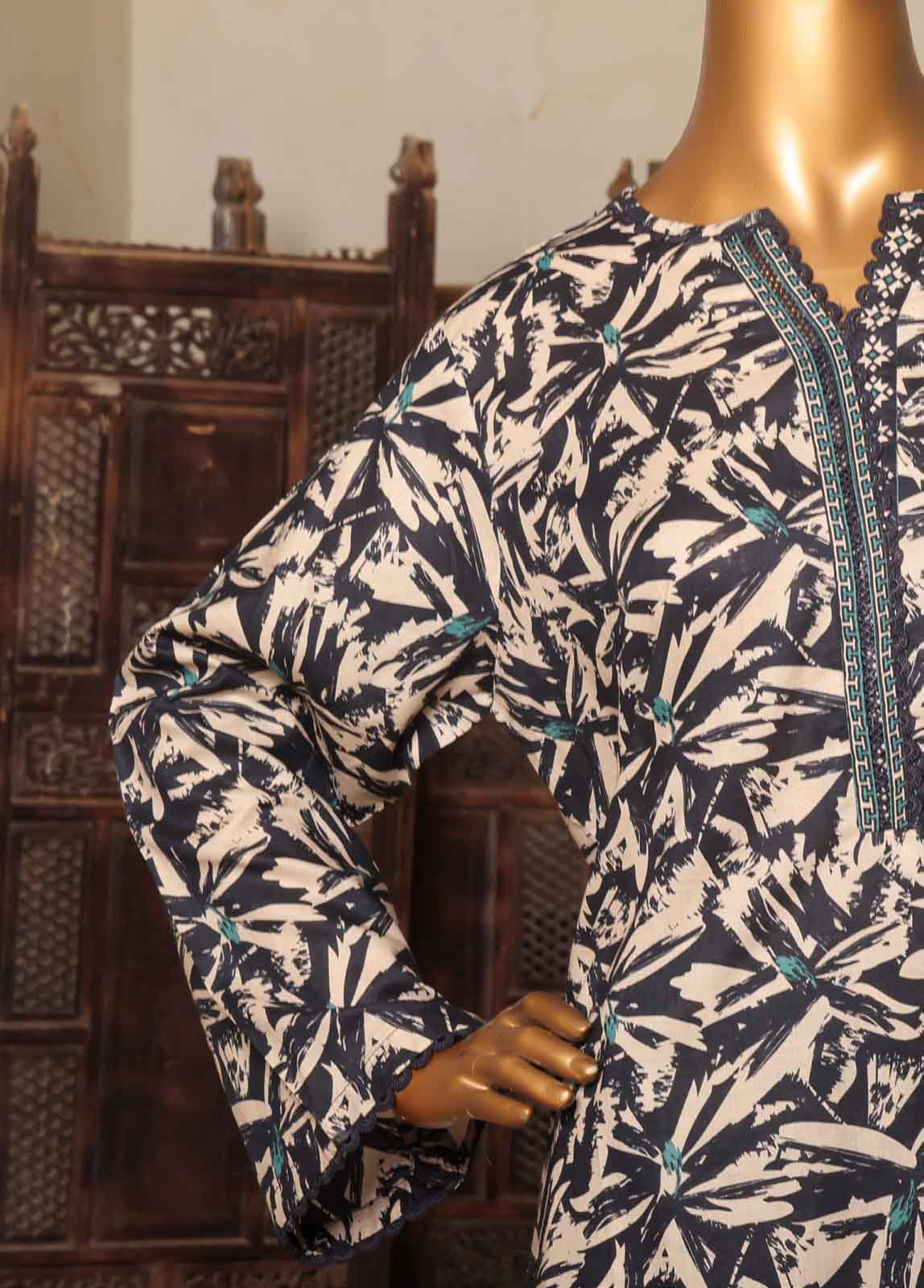 Bin Saeed Fabric - NSM-0198-PR-R2-5- 3 Piece Printed Stitched Suit