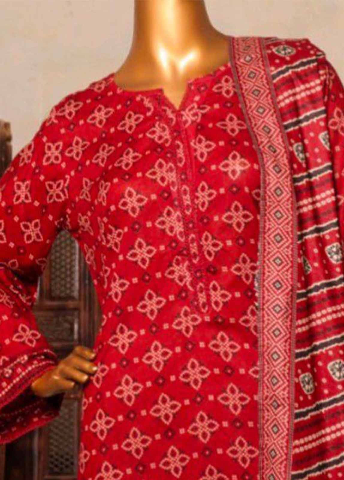 Bin Saeed Fabric - NSM-0199-PR R1-4- 3 Piece Printed Stitched Suit