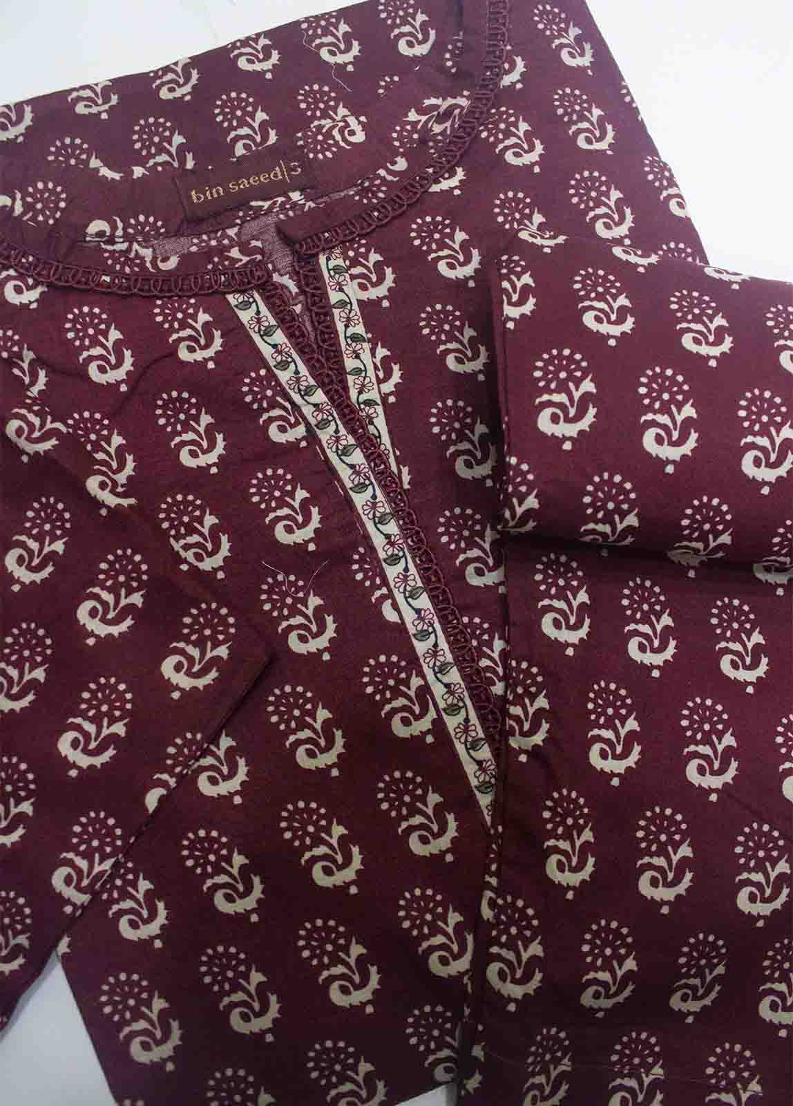 Bin Saeed Fabric - NSM-0199- 2 Piece Printed Cotton Stitched Co Ords