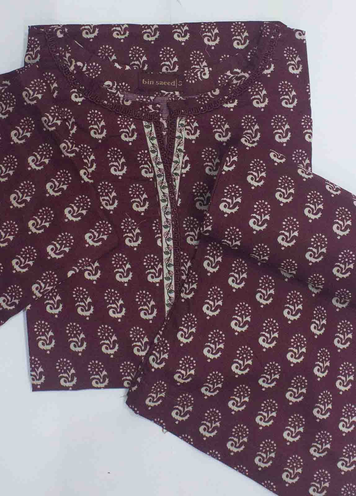 Bin Saeed Fabric - NSM-0199- 2 Piece Printed Cotton Stitched Co Ords