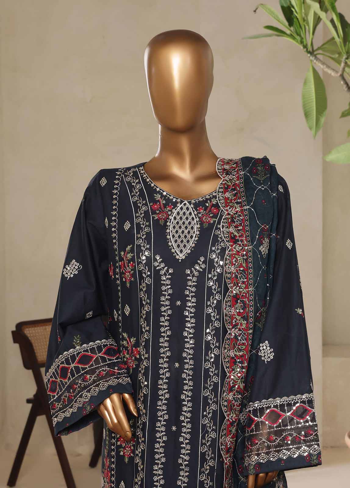 Bin Saeed Fabric - NSM-020-DEMB- 3 Piece Luxury Embroidered Stitched Suit