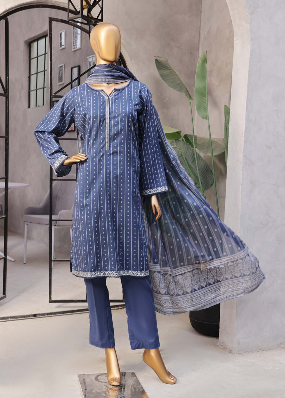 Bin Saeed Fabric - NSM-021- 3 Piece Printed Stitched Suit