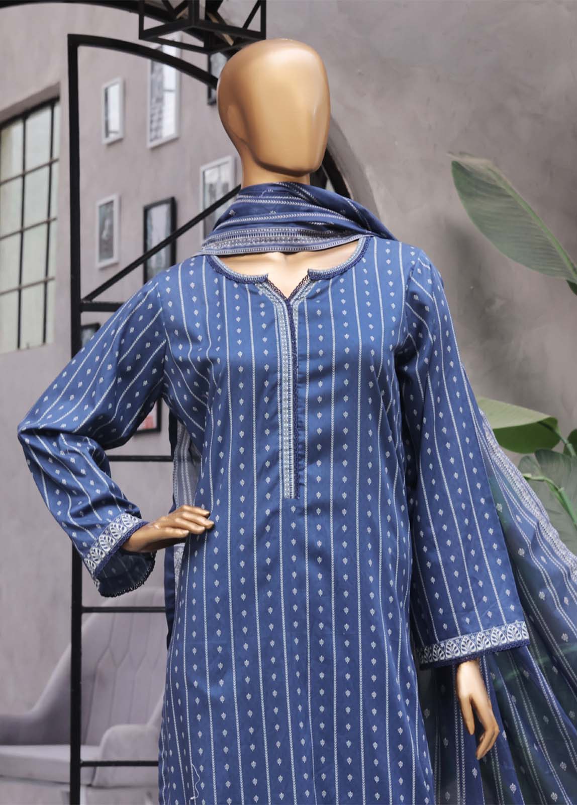 Bin Saeed Fabric - NSM-021- 3 Piece Printed Stitched Suit