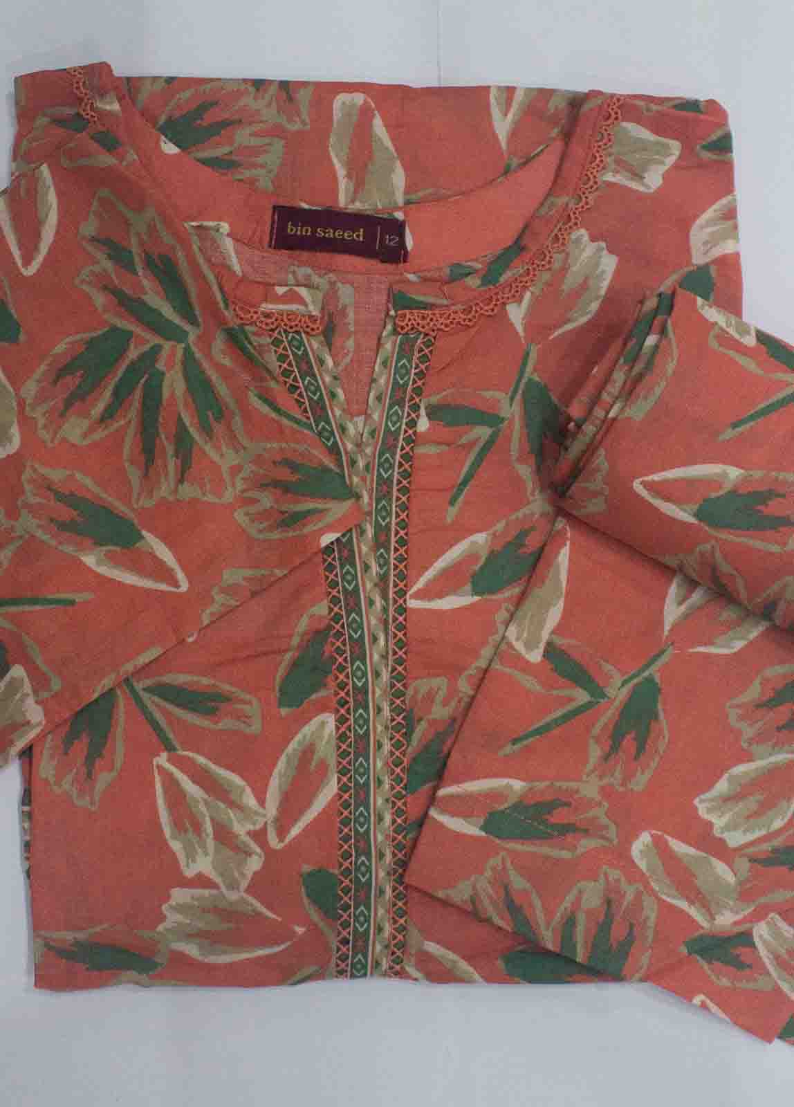 Bin Saeed Fabric - NSM-0210- 2 Piece Printed Cotton Stitched Co Ords