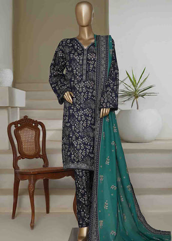 Bin Saeed Fabric - NSM-0213 A-PR R10-11- 3 Piece Printed Cotton Stitched Suit