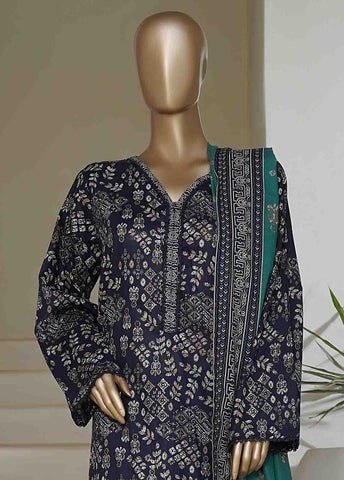 Bin Saeed Fabric - NSM-0213 A-PR R10-11- 3 Piece Printed Cotton Stitched Suit
