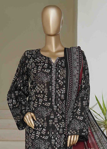 Bin Saeed Fabric - NSM-0214-PR R10-11- 3 Piece Printed Cotton Stitched Suit
