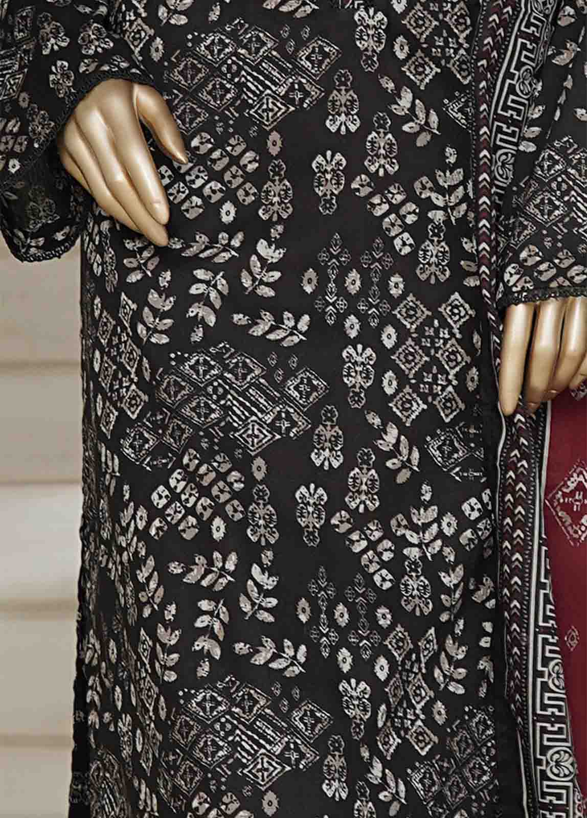 Bin Saeed Fabric - NSM-0214-PR R10-11- 3 Piece Printed Cotton Stitched Suit