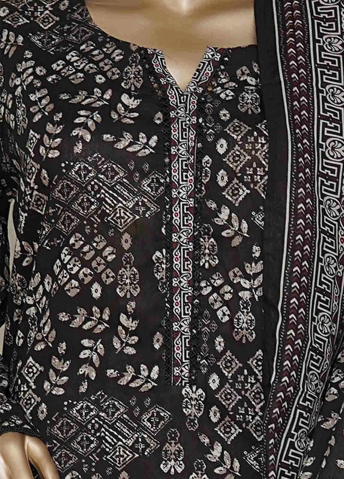 Bin Saeed Fabric - NSM-0214-PR R10-11- 3 Piece Printed Cotton Stitched Suit