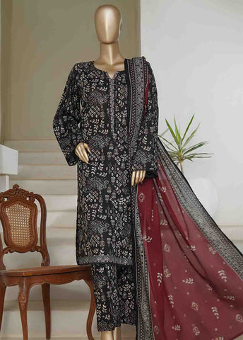 Bin Saeed Fabric - NSM-0214-PR R10-11- 3 Piece Printed Cotton Stitched Suit