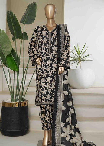 Bin Saeed Fabric - NSM-0216-PR R10-11- 3 Piece Printed Cotton Stitched Suit