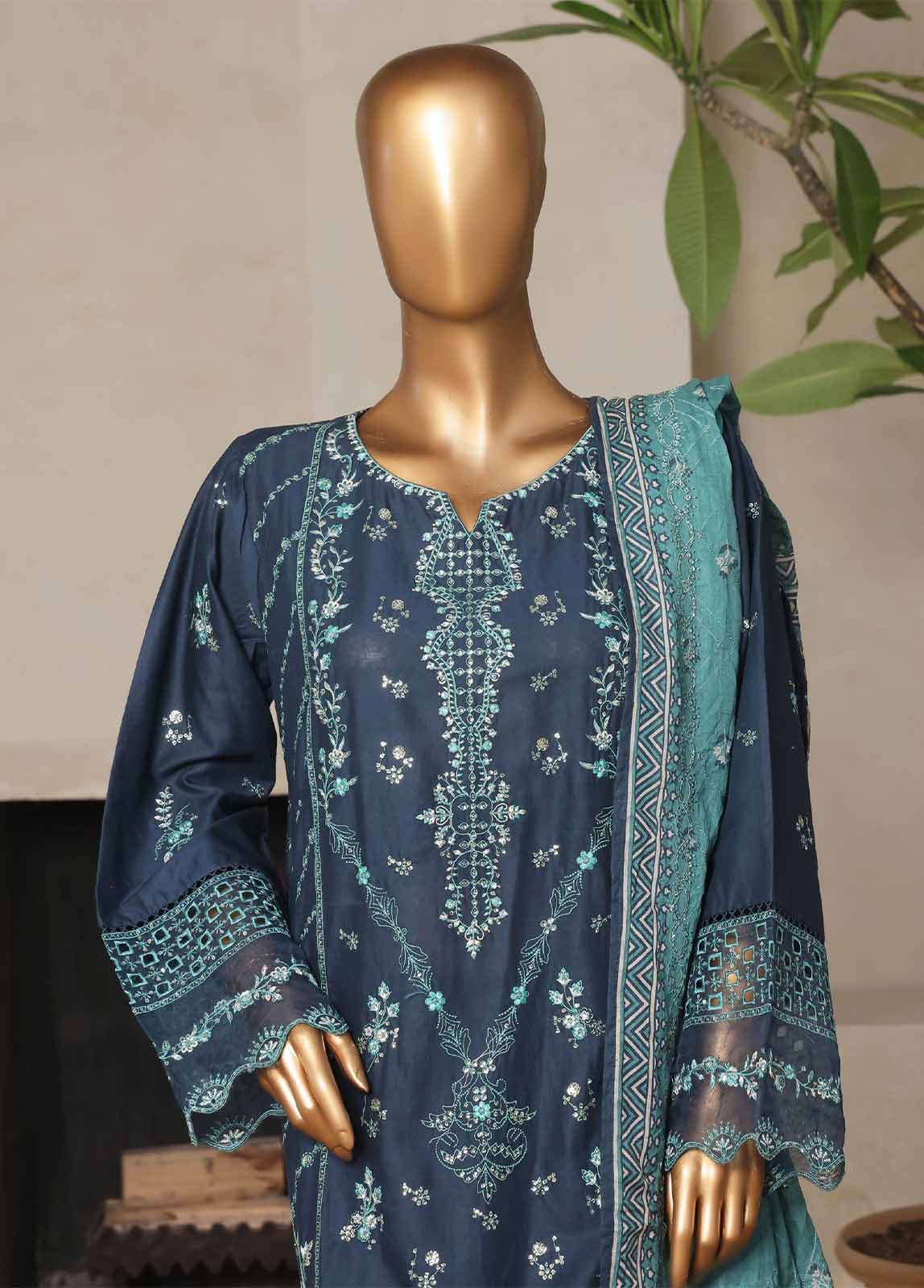 Bin Saeed Fabric - NSM-024-DEMB- 3 Piece Luxury Embroidered Stitched Suit