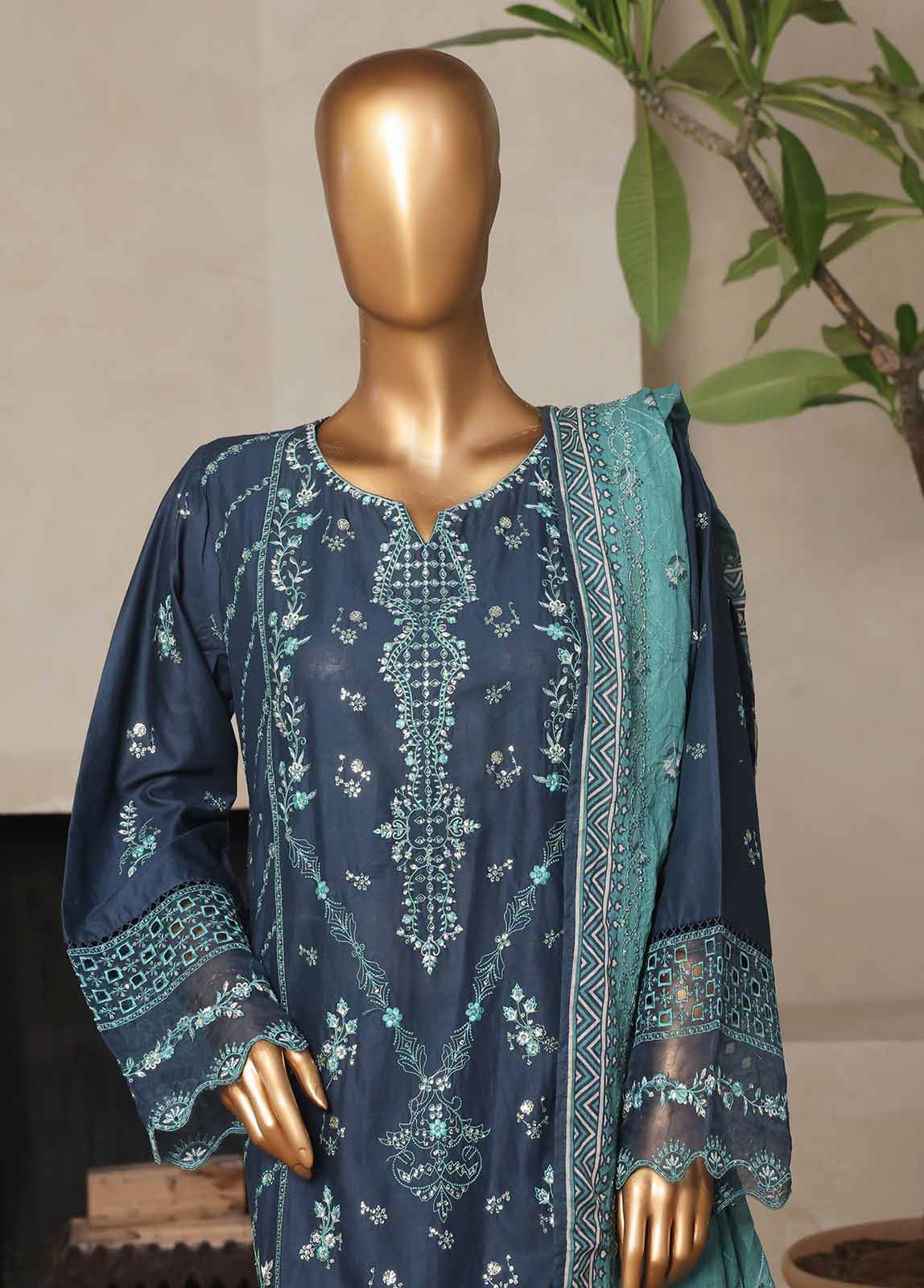 Bin Saeed Fabric - NSM-024-DEMB- 3 Piece Luxury Embroidered Stitched Suit