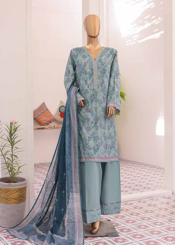 Bin Saeed Fabric - NSM-026- 3 Piece Printed Farshi Shalwar Suit