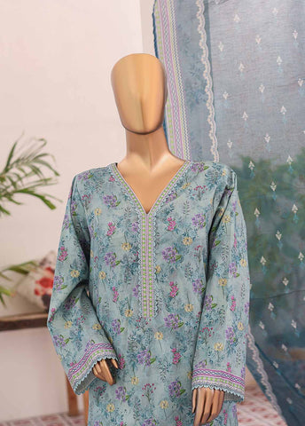 Bin Saeed Fabric - NSM-026- 3 Piece Printed Farshi Shalwar Suit