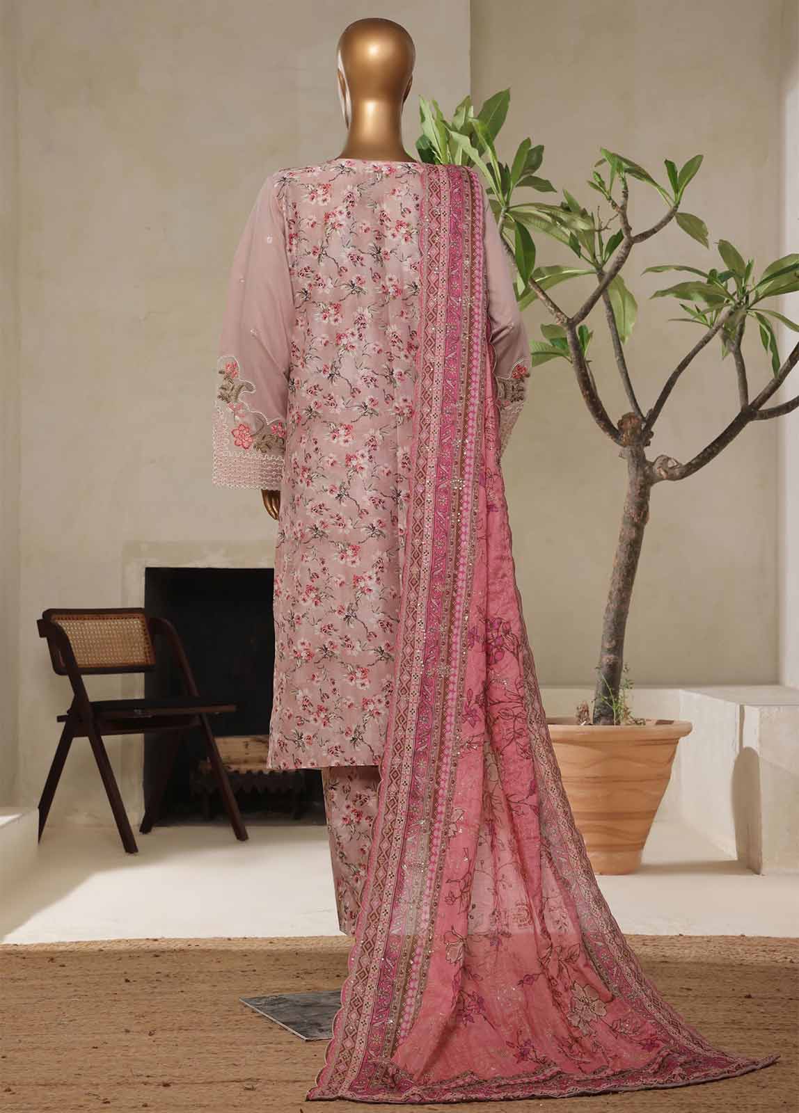Bin Saeed Fabric - NSM-030-DEMB- 3 Piece Luxury Embroidered Stitched Suit