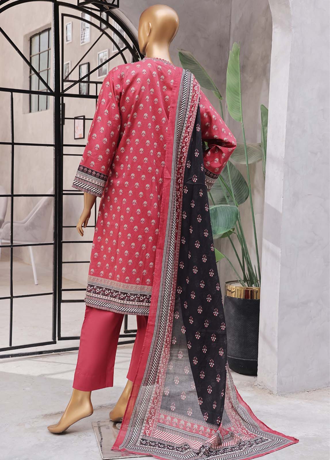 Bin Saeed Fabric - NSM-032- 3 Piece Printed Stitched Suit