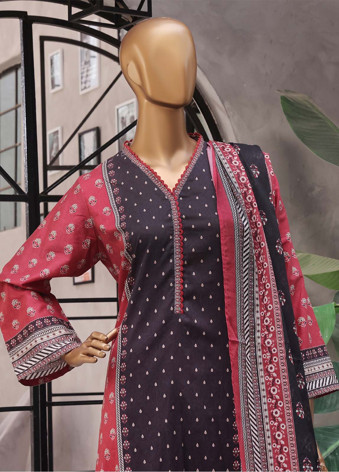 Bin Saeed Fabric - NSM-032- 3 Piece Printed Stitched Suit