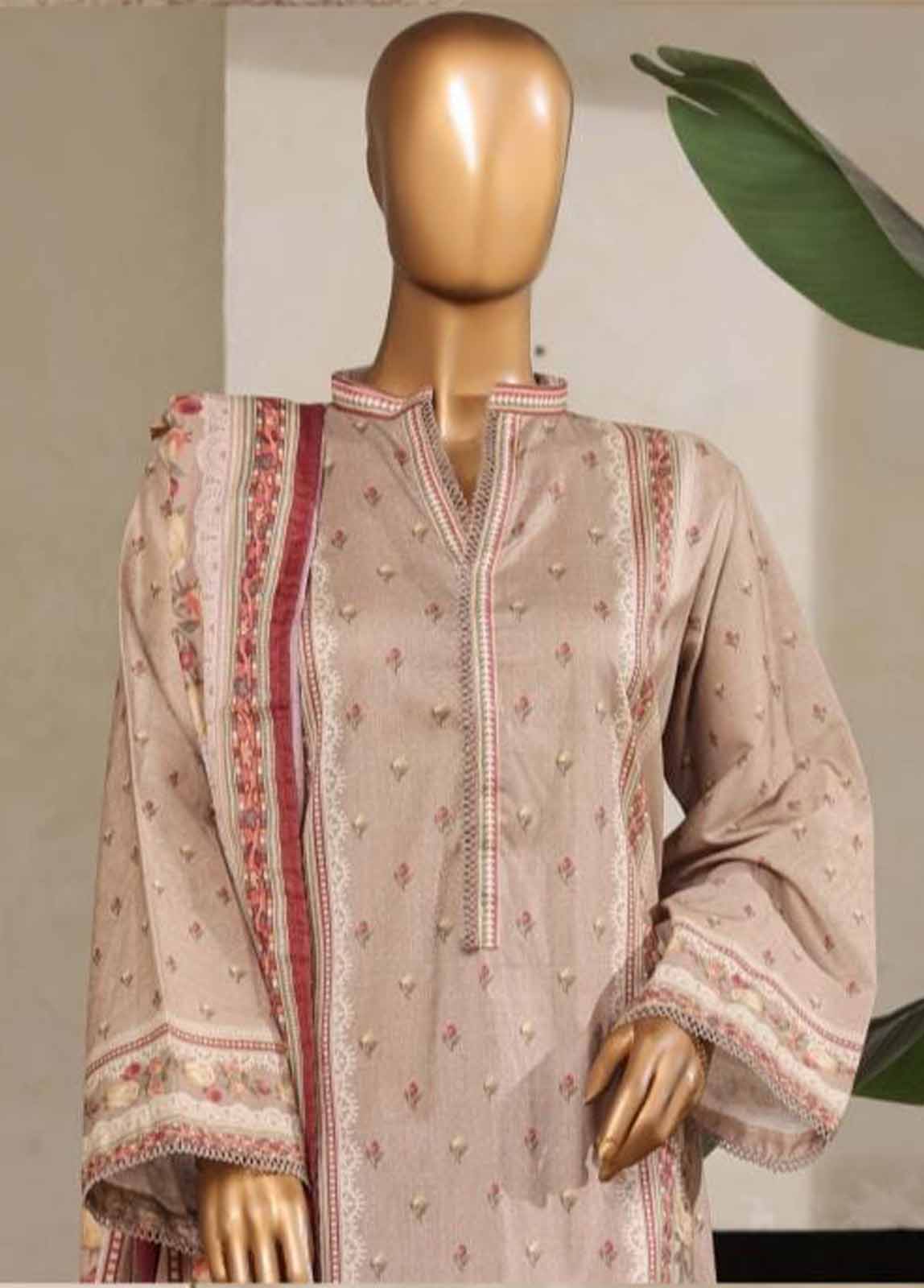 Bin Saeed Fabric - NSM-034- 3 Piece Printed Stitched Suit