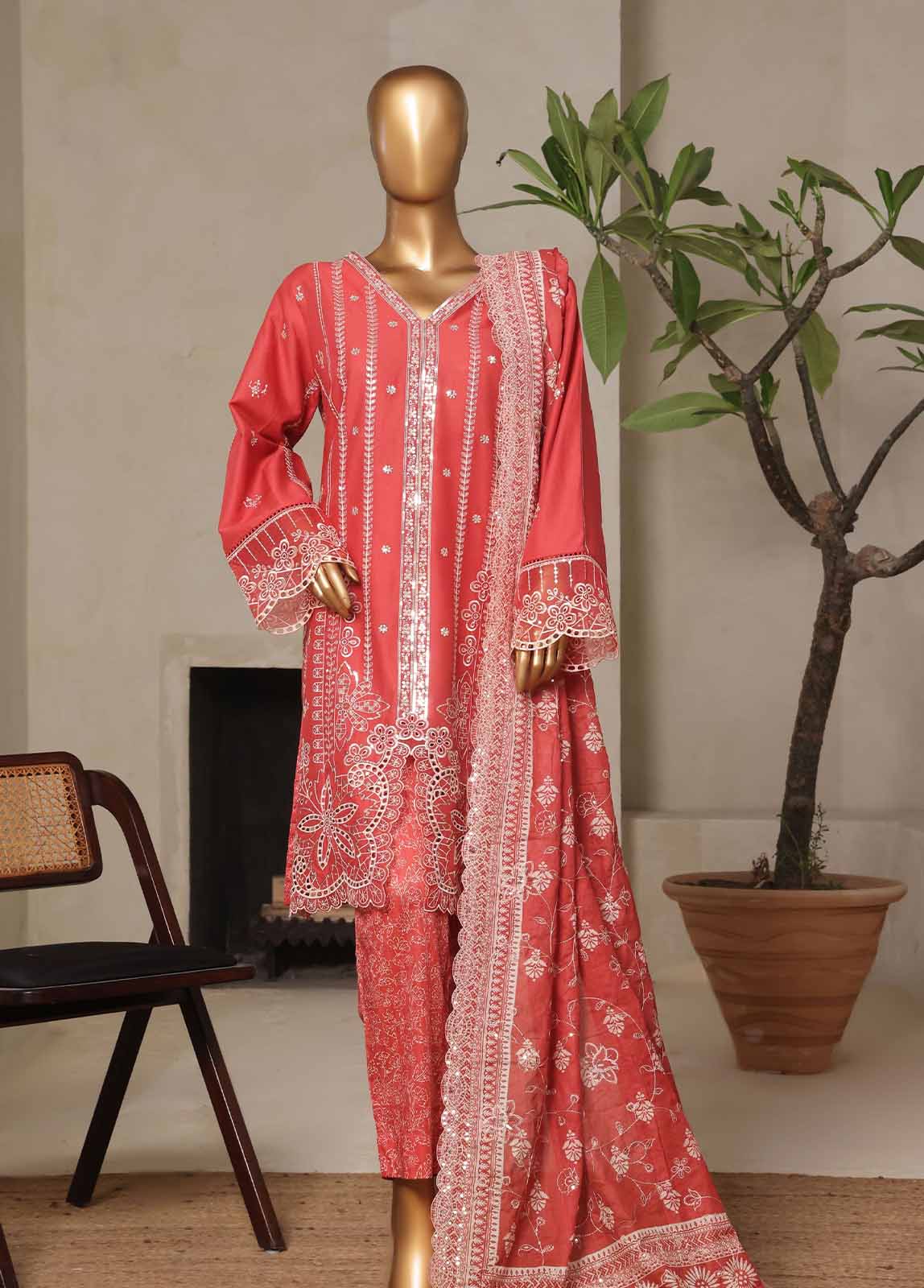 Bin Saeed Fabric - NSM-036-DEMB- 3 Piece Luxury Embroidered Stitched Suit