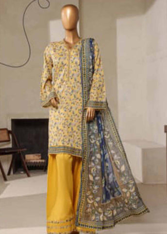 Bin Saeed Fabric - NSM-037- 3 Piece Printed Farshi Shalwar Suit