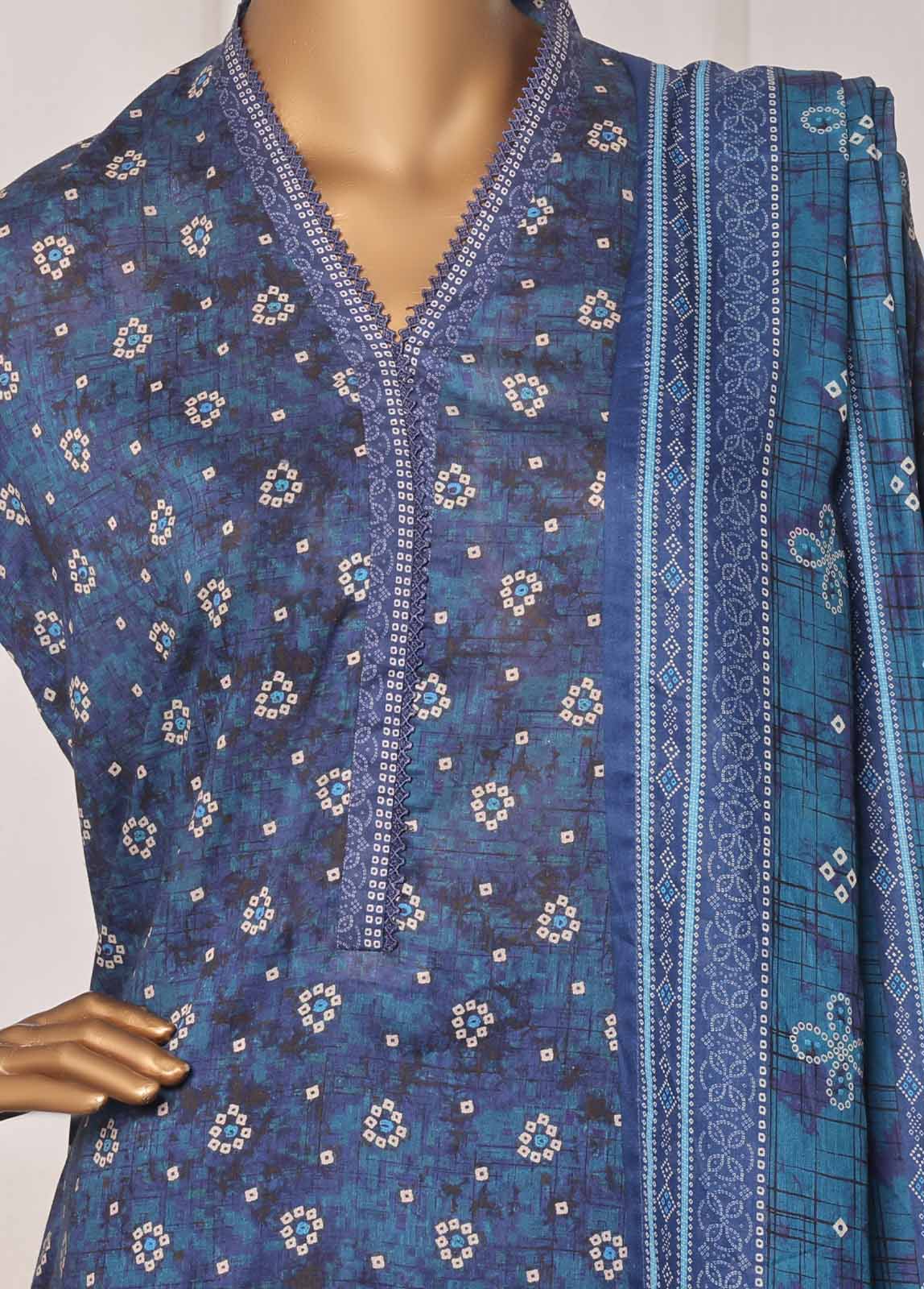 Bin Saeed Fabric - NSM-039-PR R1-4- 3 Piece Printed Stitched Suit