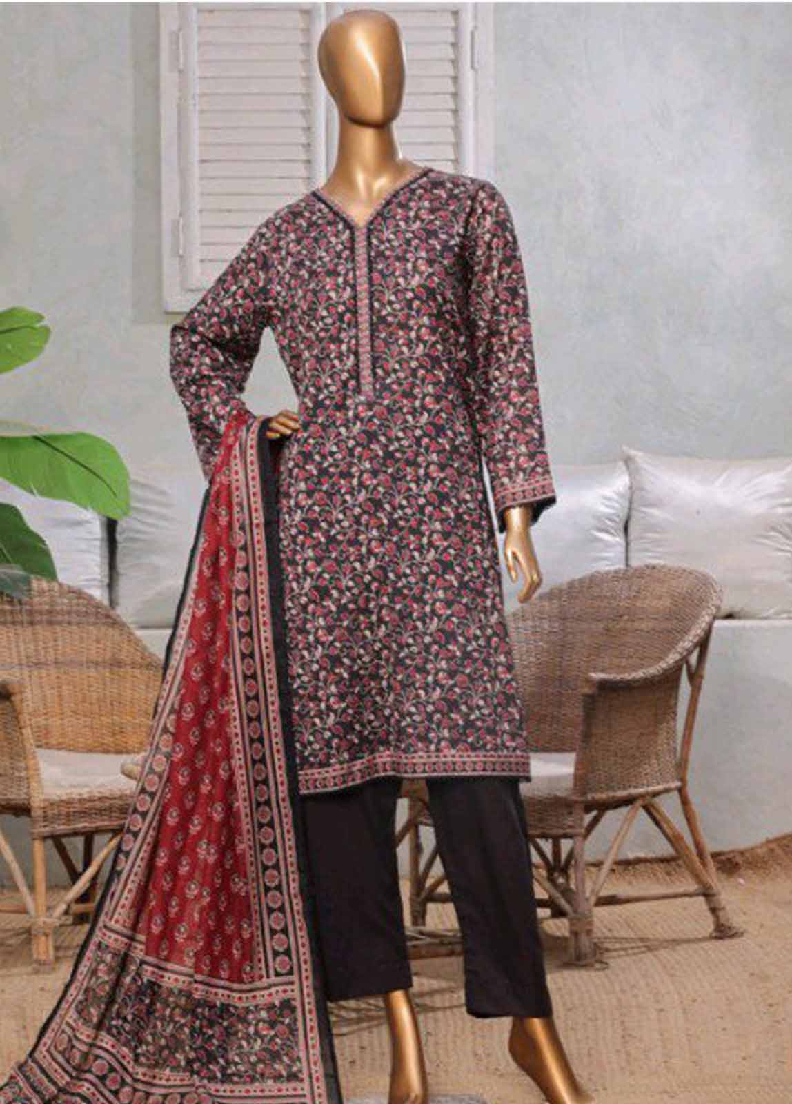 Bin Saeed Fabric - NSM-041 R-05- 3 Piece Printed Stitched Suit