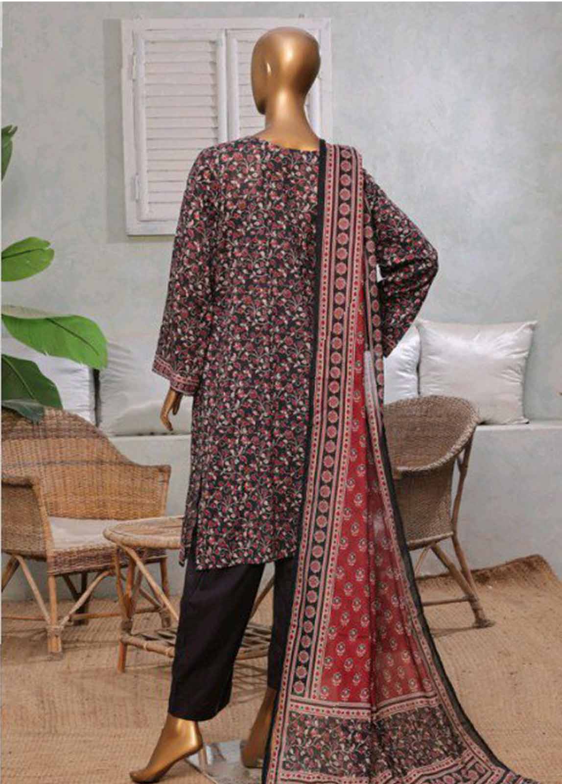 Bin Saeed Fabric - NSM-041 R-05- 3 Piece Printed Stitched Suit