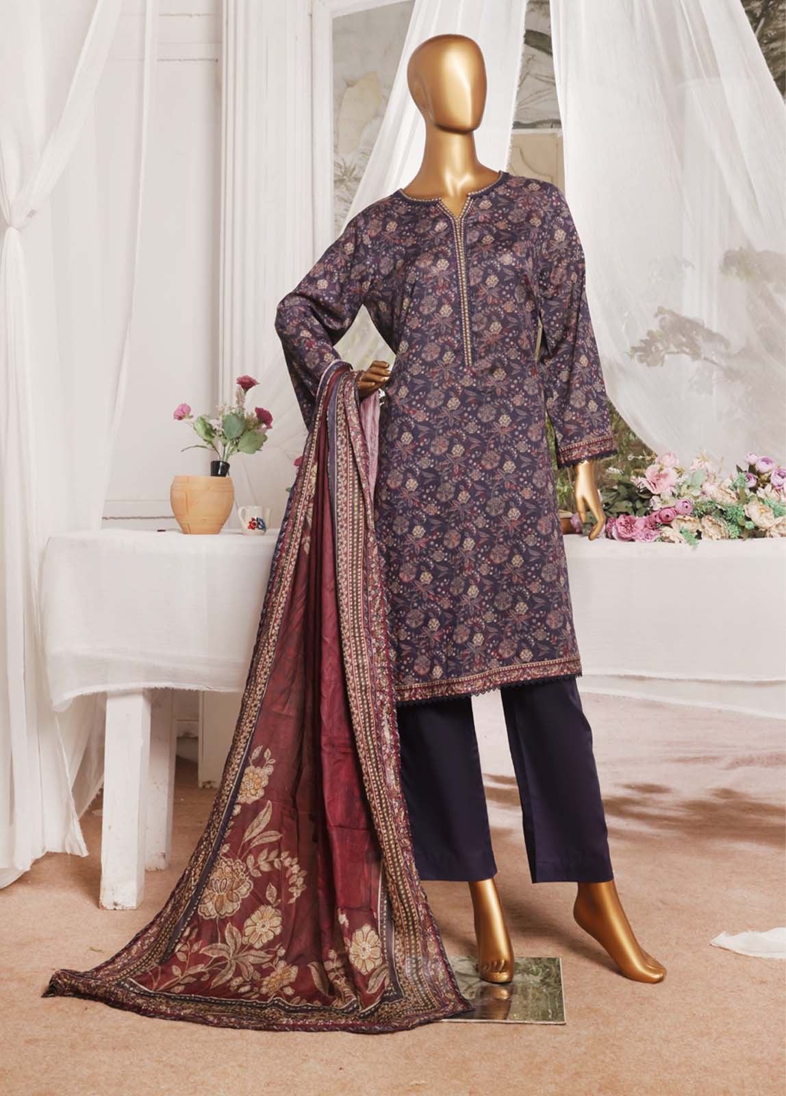 NSM-045- 3 Piece Printed Stitched Suit