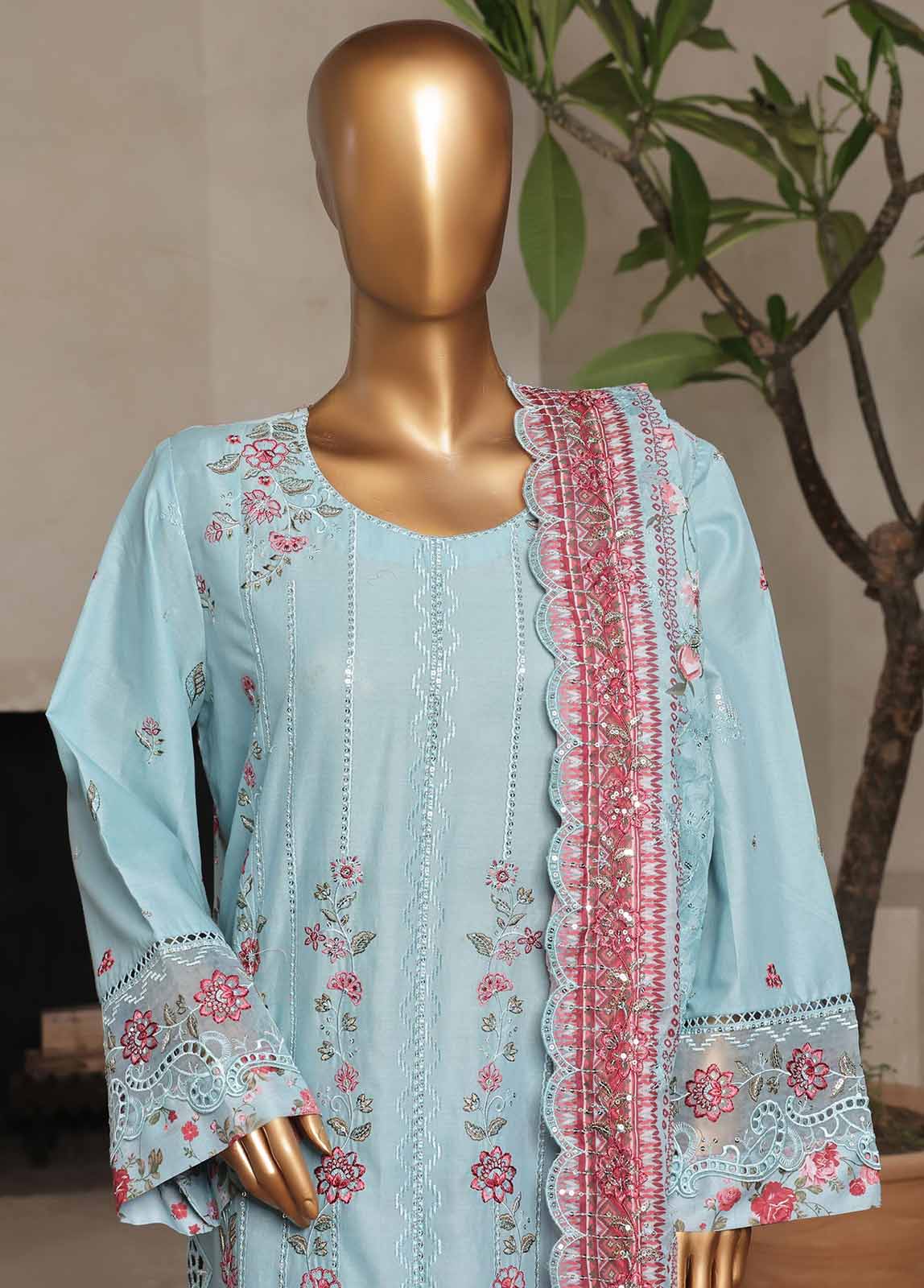 Bin Saeed Fabric - NSM-048-DEMB- 3 Piece Luxury Embroidered Stitched Suit