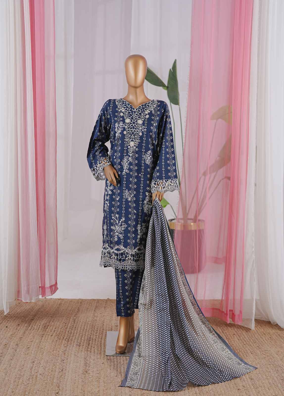 Bin Saeed Fabric - NSM-052-EMBC-3 Piece Chikankari Stitched Suit