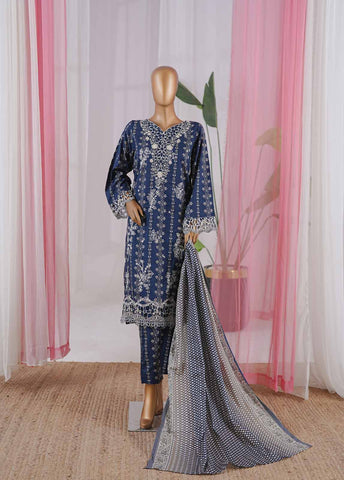 Bin Saeed Fabric - NSM-052-EMBC-3 Piece Chikankari Stitched Suit