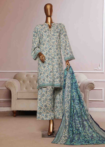 Bin Saeed Fabric - NSM-055- 3 Piece Printed Farshi Shalwar Suit