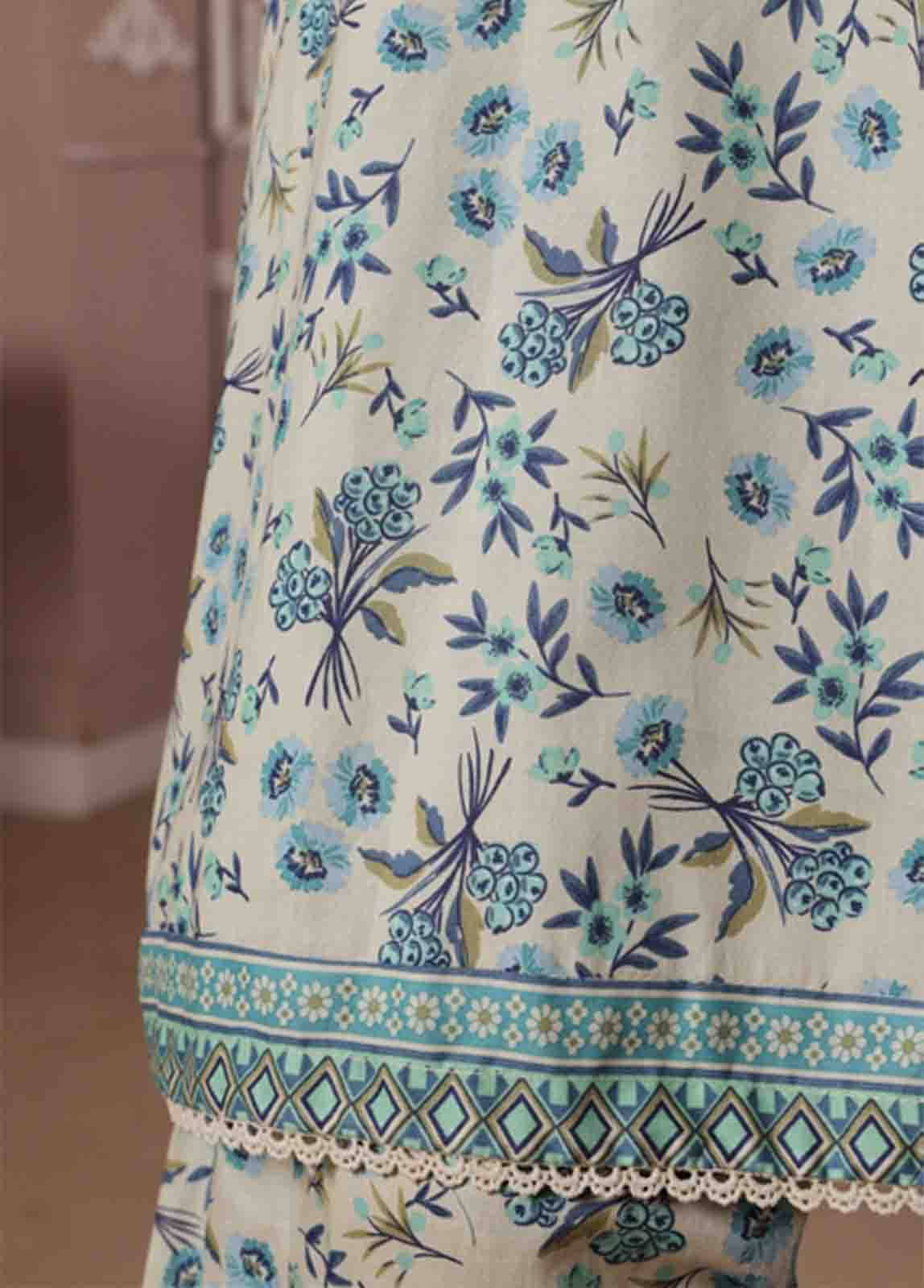 Bin Saeed Fabric - NSM-055- 3 Piece Printed Farshi Shalwar Suit