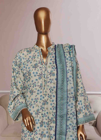 Bin Saeed Fabric - NSM-055- 3 Piece Printed Farshi Shalwar Suit