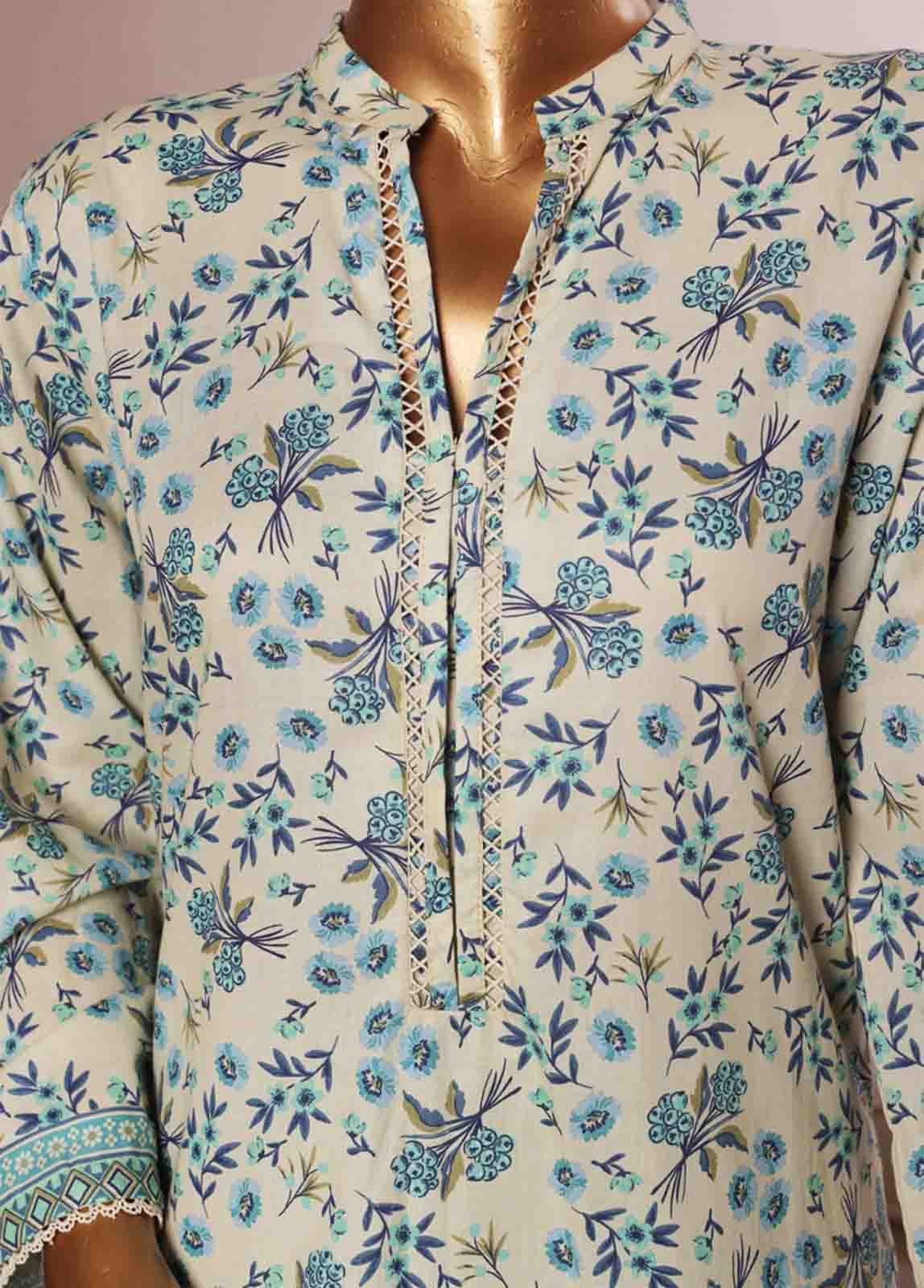 Bin Saeed Fabric - NSM-055- 3 Piece Printed Farshi Shalwar Suit