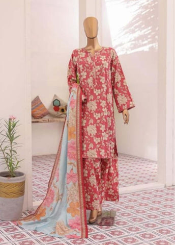 Bin Saeed Fabric - NSM-056- 3 Piece Printed Farshi Shalwar Suit