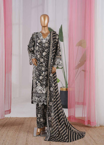 Bin Saeed Fabric - NSM-058-EMBC-3 Piece Chikankari Stitched Suit