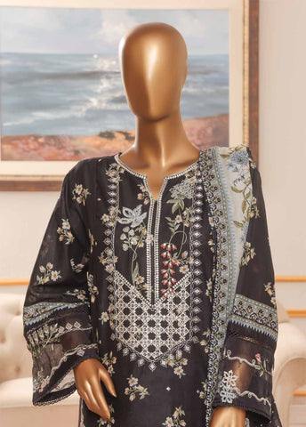 Bin Saeed Fabric - NSM-060-EMB R-64-3 Piece Chikankari Stitched Suit