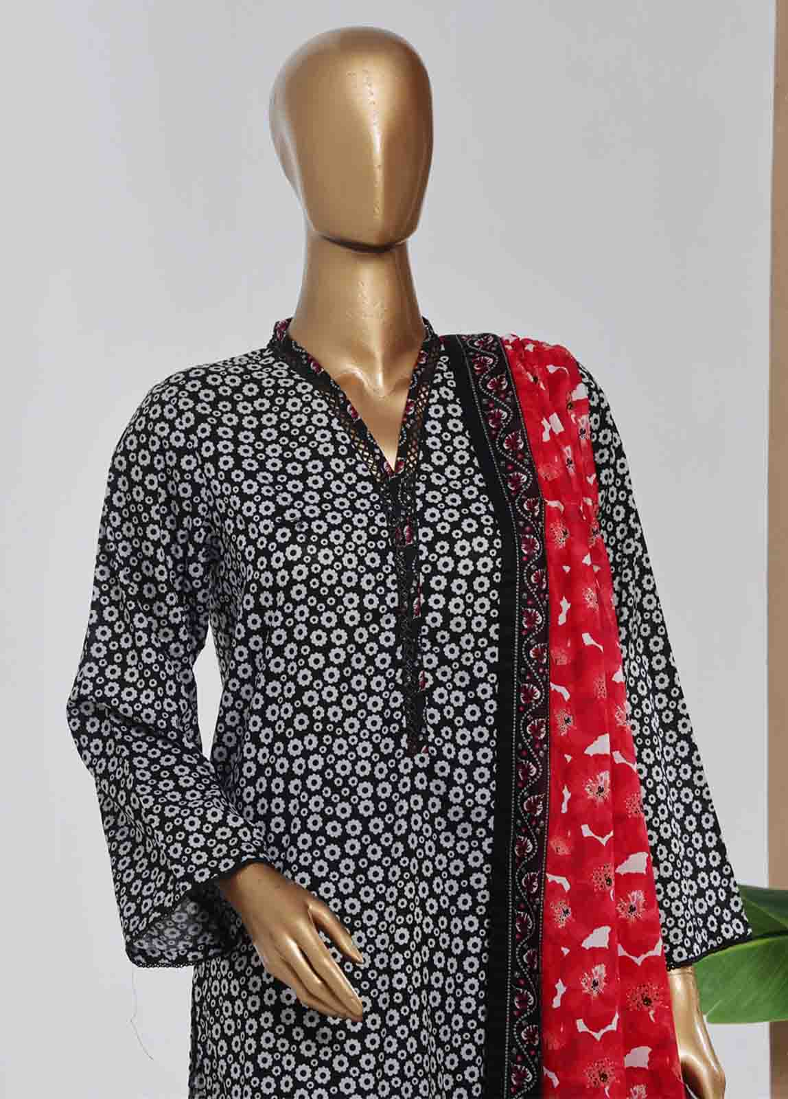 Bin Saeed Fabric - NSM-061- 3 Piece Printed Stitched Suit