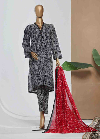 Bin Saeed Fabric - NSM-061- 3 Piece Printed Stitched Suit