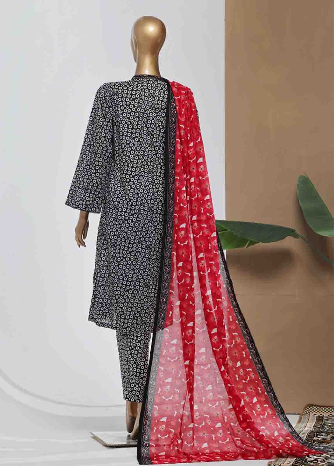 Bin Saeed Fabric - NSM-061- 3 Piece Printed Stitched Suit
