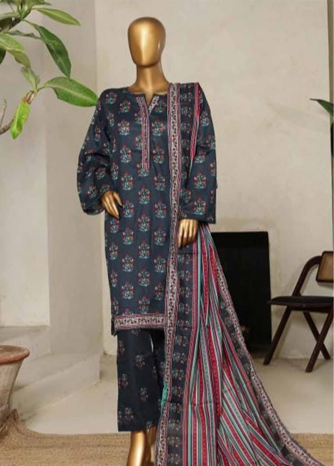 Bin Saeed Fabric - NSM-064- 3 Piece Printed Stitched Suit
