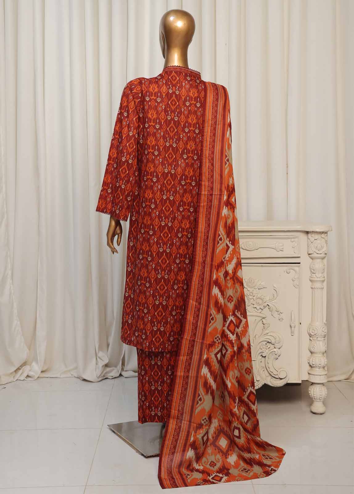 Bin Saeed Fabric - NSM-066- 3 Piece Printed Stitched Suit