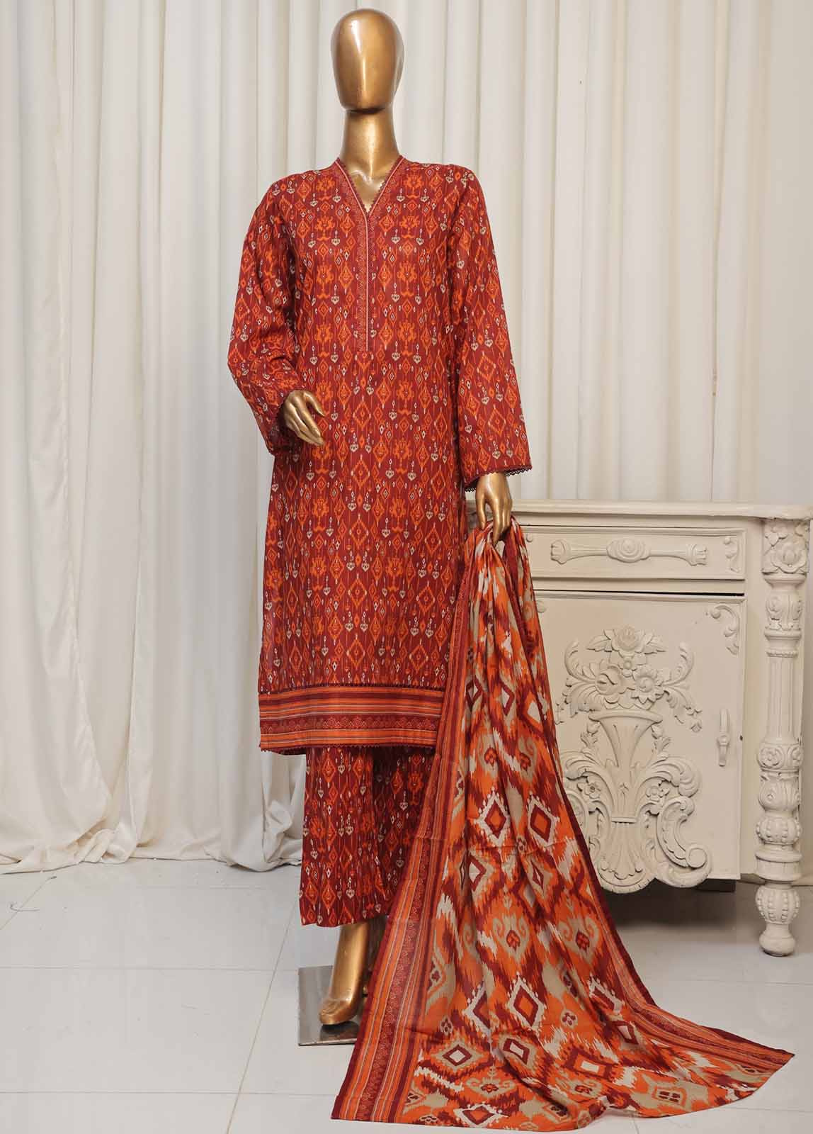 Bin Saeed Fabric - NSM-066- 3 Piece Printed Stitched Suit