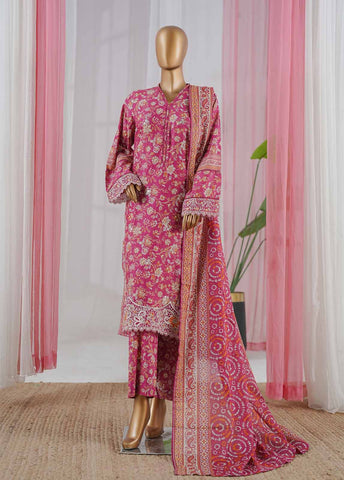 Bin Saeed Fabric - NSM-067-EMBC-3 Piece Chikankari Stitched Suit
